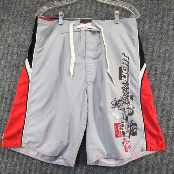 Coors Light Men's Board Shorts Trunks Gray Size Small Drawstrings - Picture 6 of 12